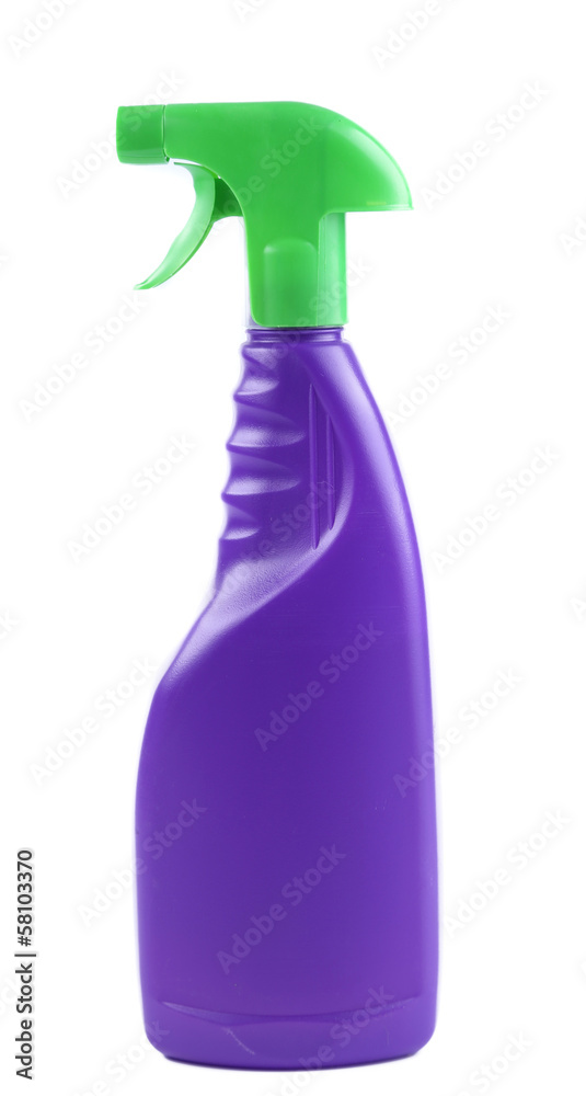 Blue spray bottle close up. Blue spray bottle close up.
