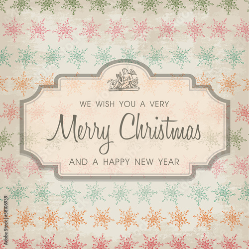 Merry Christmas greeting card ornament decoration background.