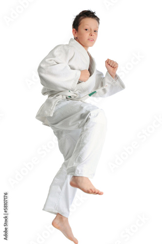 Jumping karate boy