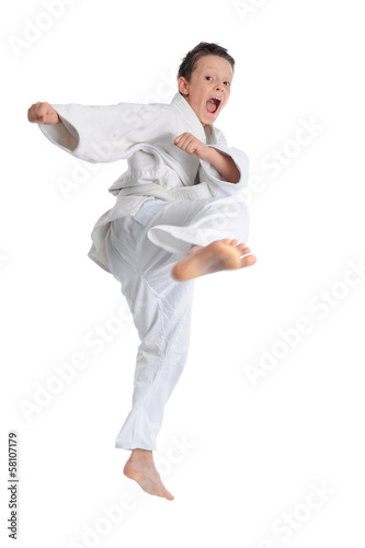 Emotional karate boy