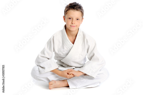Relaxing karate boy
