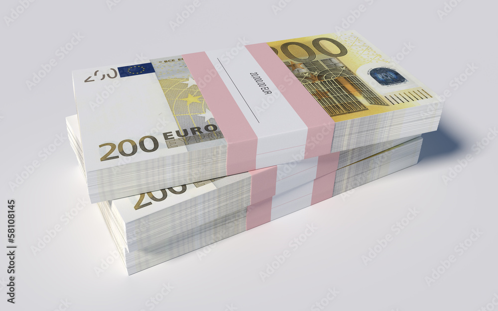 Packets of 200 Euro bills Packets of 200 Euro bills