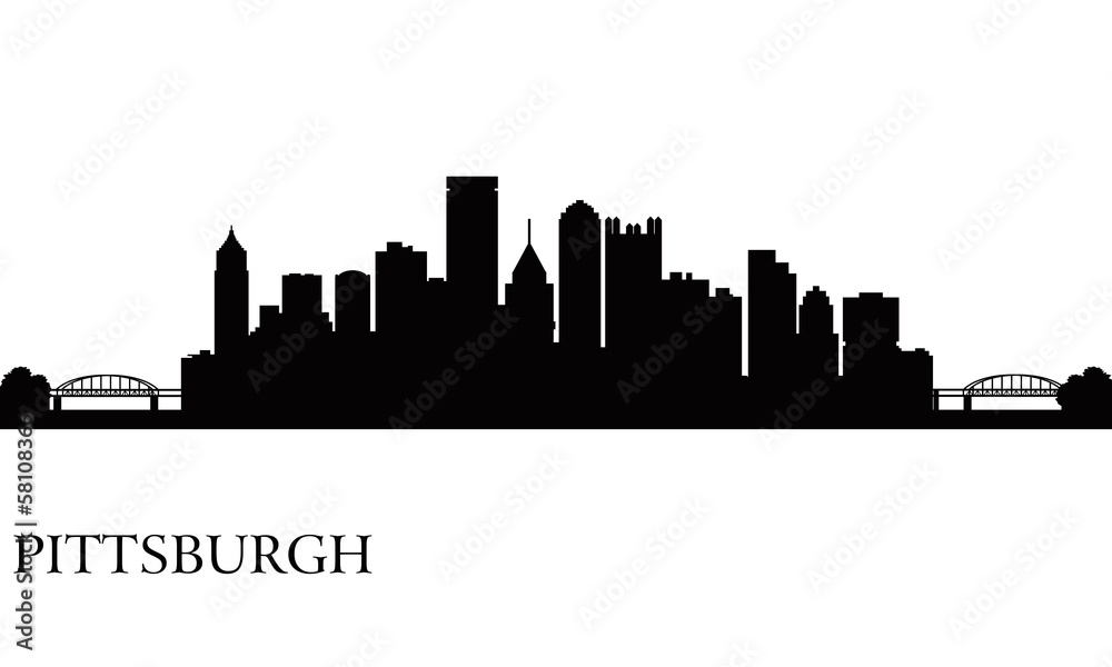 Pittsburgh city skyline silhouette background