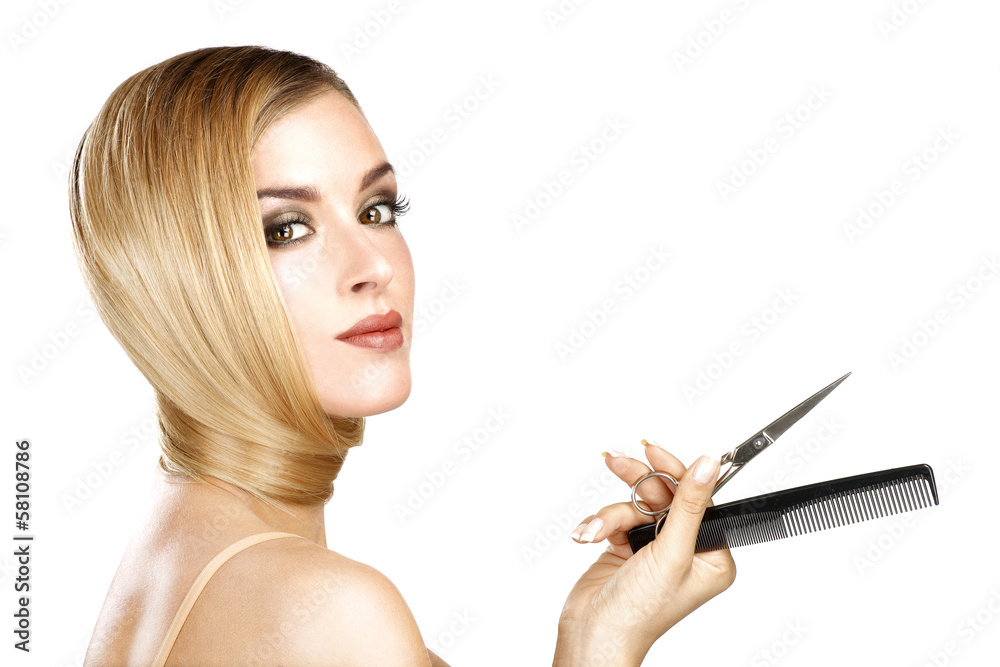 beautiful model showing her perfect blonde straight hair beautiful model showing her perfect blonde straight hair