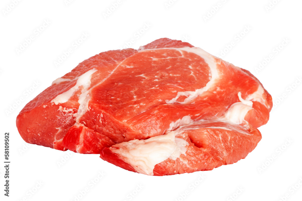 Fresh raw pork meat isolated on white background