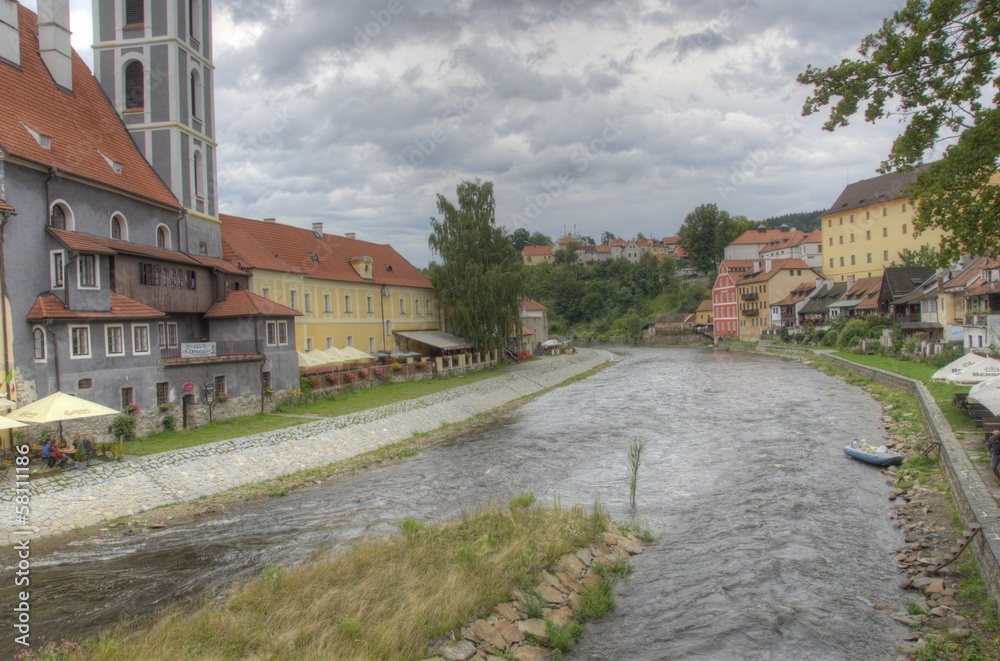 Obraz premium City of Prague, Vltava river and typical medieval architecture i