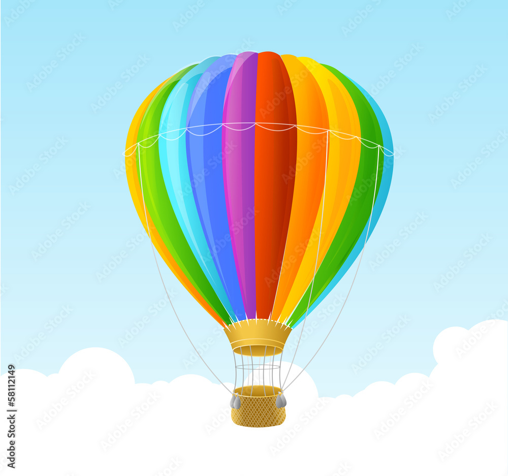 Naklejka premium Vector rainbow air ballon background