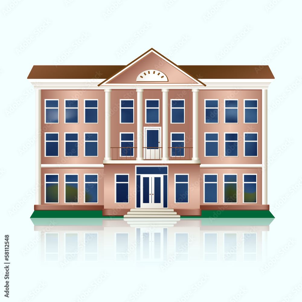 Fototapeta premium bank building with columns and reflection
