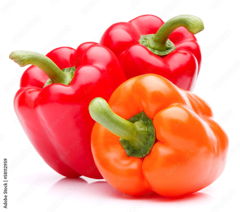 Sweet bell pepper isolated on white background cutout