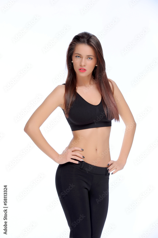 Woman with beauty long brown hair - posing at studio.. Woman with beauty long brown hair - posing at studio..