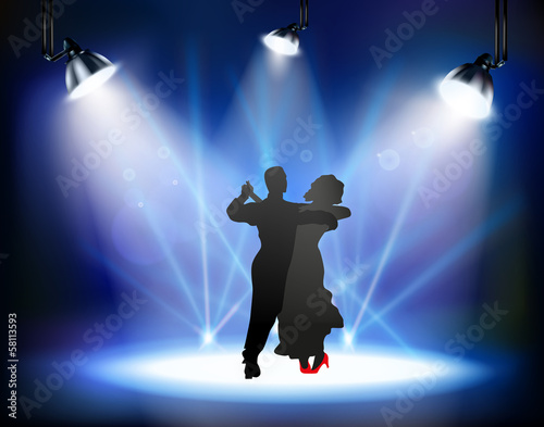 Dancing ballroom dance man and woman on the stage