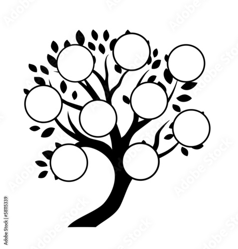 Decorative family tree design, insert your photos, signs