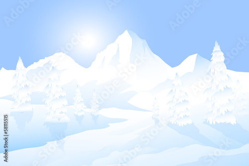 Winter Morning Landscape -vector