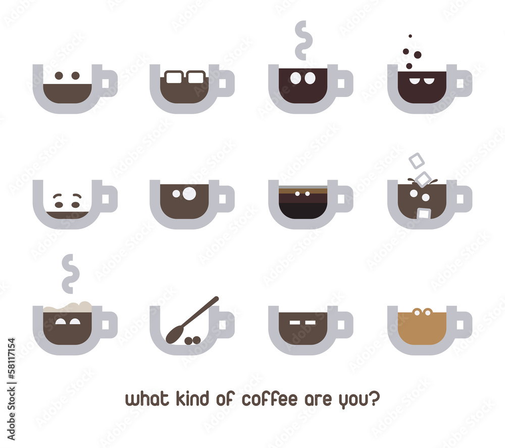 Vector coffee emotions or emoticons