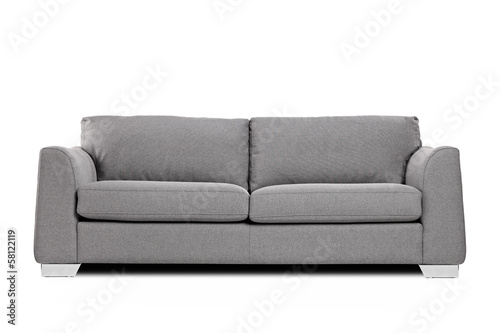 Studio shot of a grey modern sofa photo