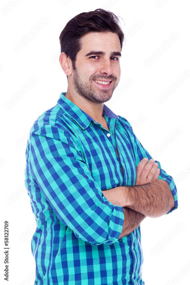 Portrait of a handsome latin man smiling, isolated over a white Portrait of a handsome latin man smiling, isolated over a white