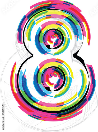 font Illustration. Number 8. Vector illustration
