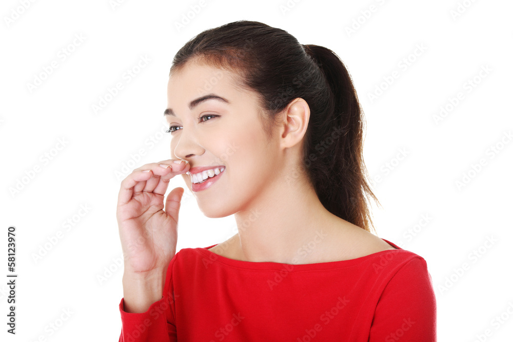 Portrait of attractive woman lauging. Portrait of attractive woman lauging.
