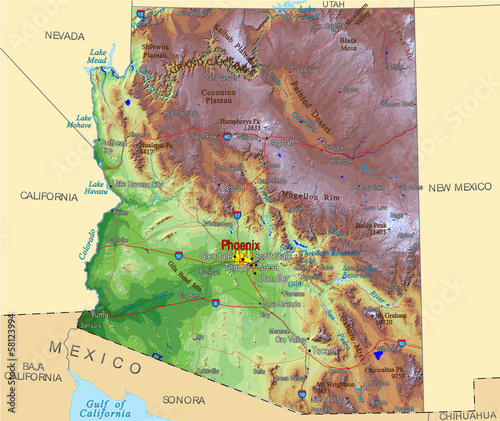 Arizona Hi Res USA counties map background