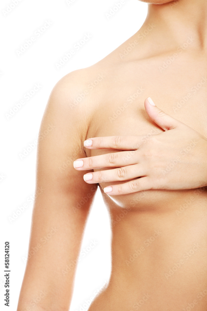 Sexy beautiful naked woman covering her breasts. Sexy beautiful naked woman covering her breasts.