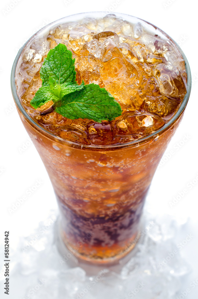 Cola with ice in a glass Cola with ice in a glass