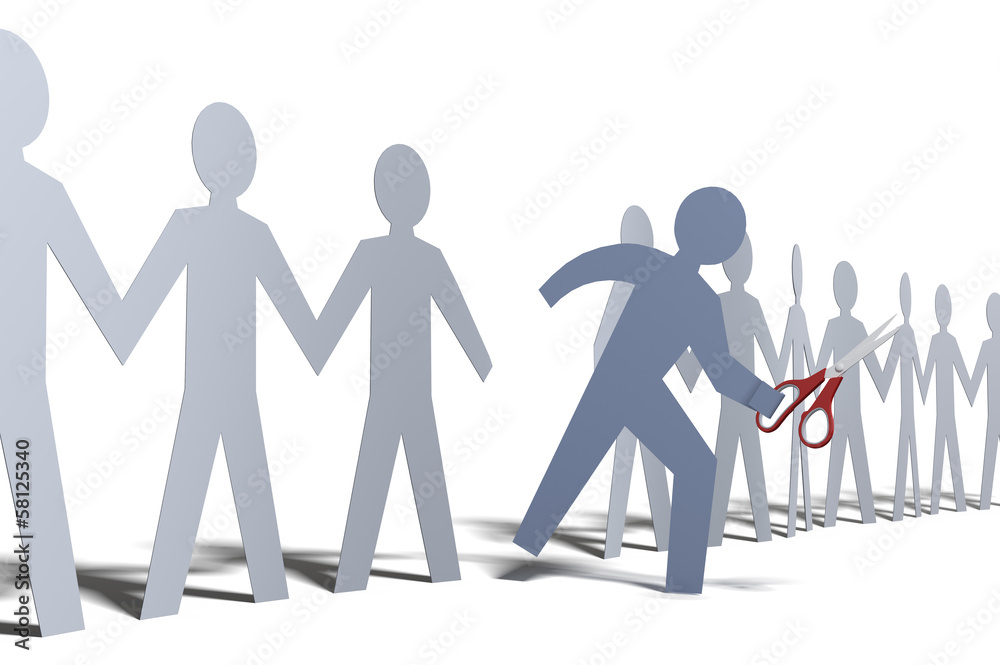 One person cut out of paper doll line One person cut out of paper doll line
