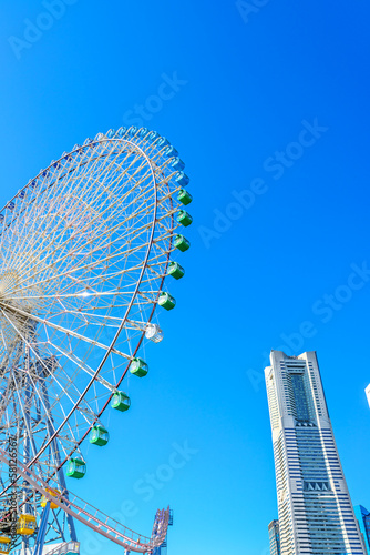 The Ferris Wheel is known as Cosmo Clock 21 with a skyscraper