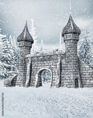 Zimowa sceneria z zamkową bramą © Obsidian Fantasy