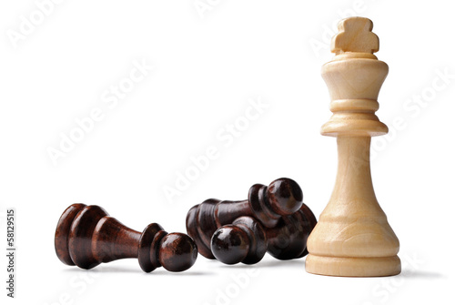 King chess piece with opposition pawns