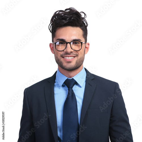 smiling business man with glasses looking like a nerd