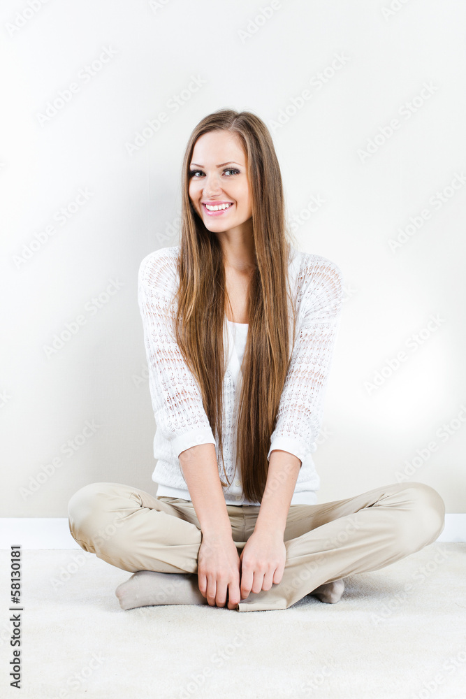 beautiful happy woman relaxing home