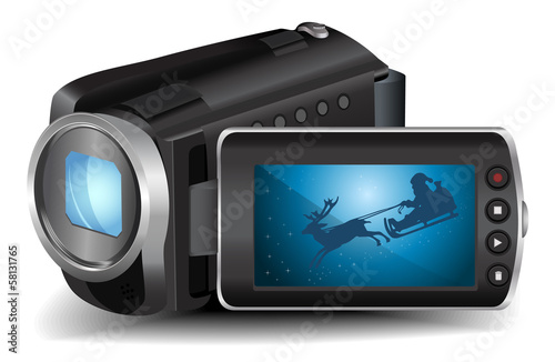 Video camera on white background