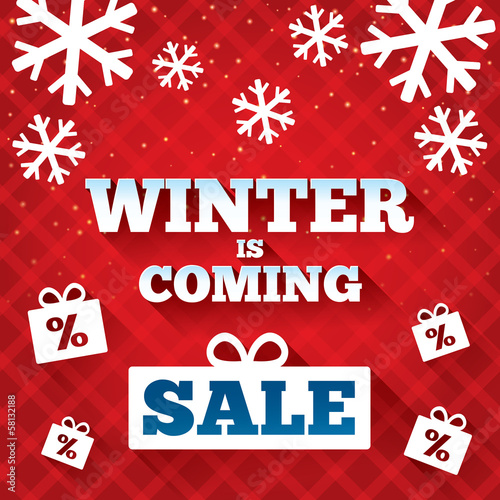 Winter is coming sale background. Christmas sale.