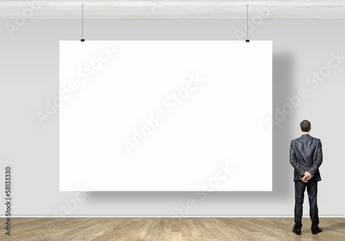 Businessman with banner