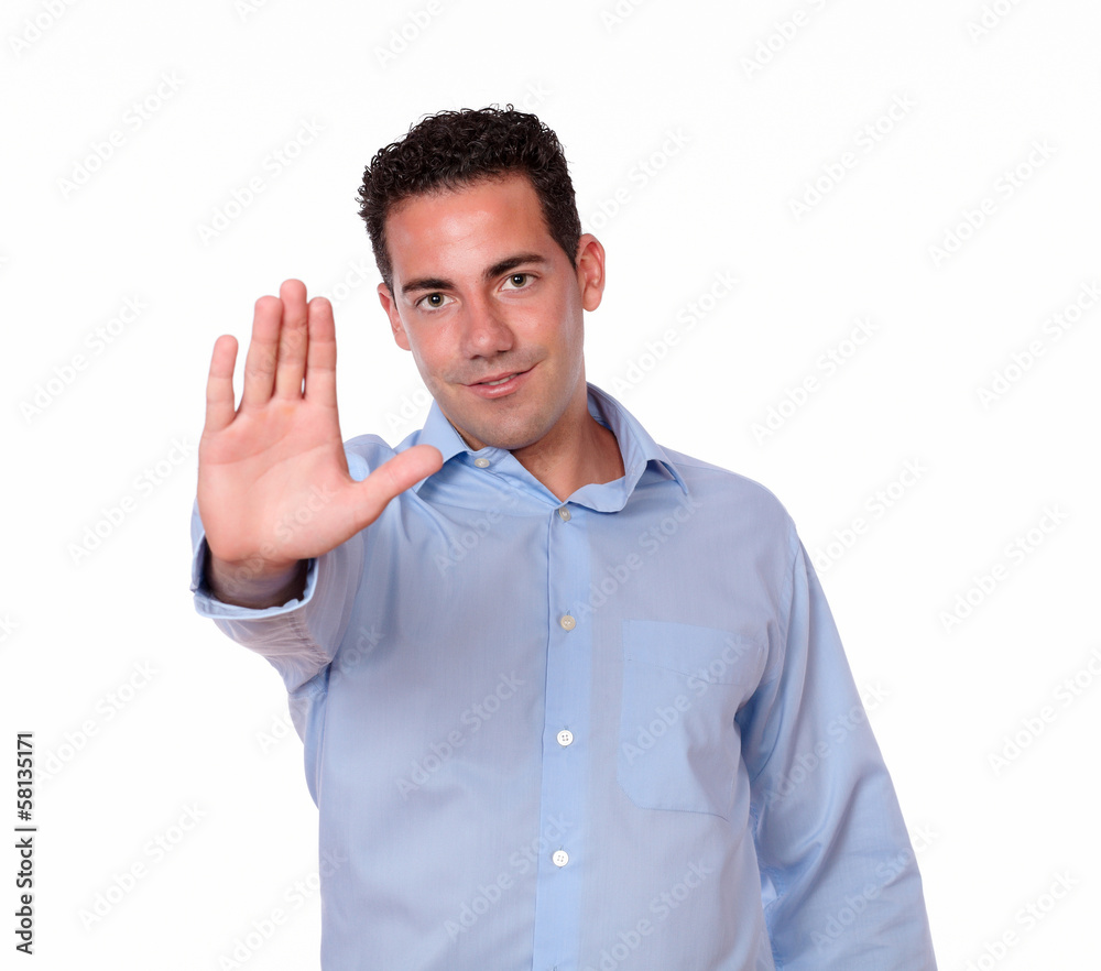 Fashionable hispanic man with high gesture Fashionable hispanic man with high gesture