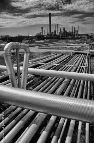 oil and gas refinery with pipelines photo