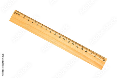 wooden school ruler isolated on white