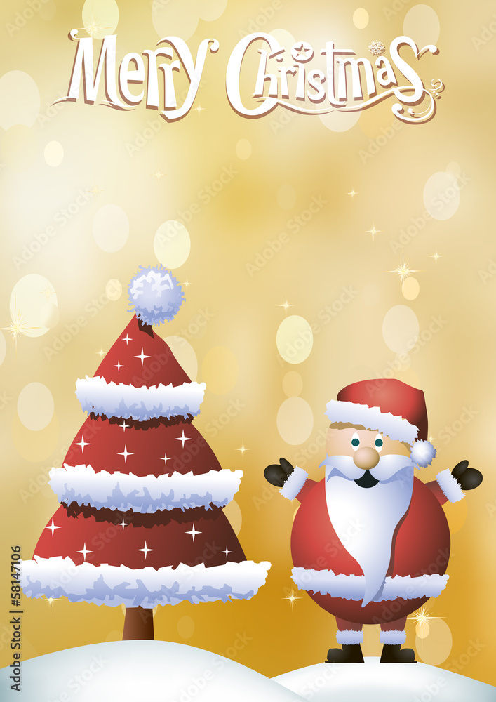 Christmas card with red christmas tree Christmas card with red christmas tree
