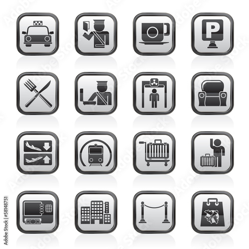 Airport, travel and transportation icons -  vector icon set 1