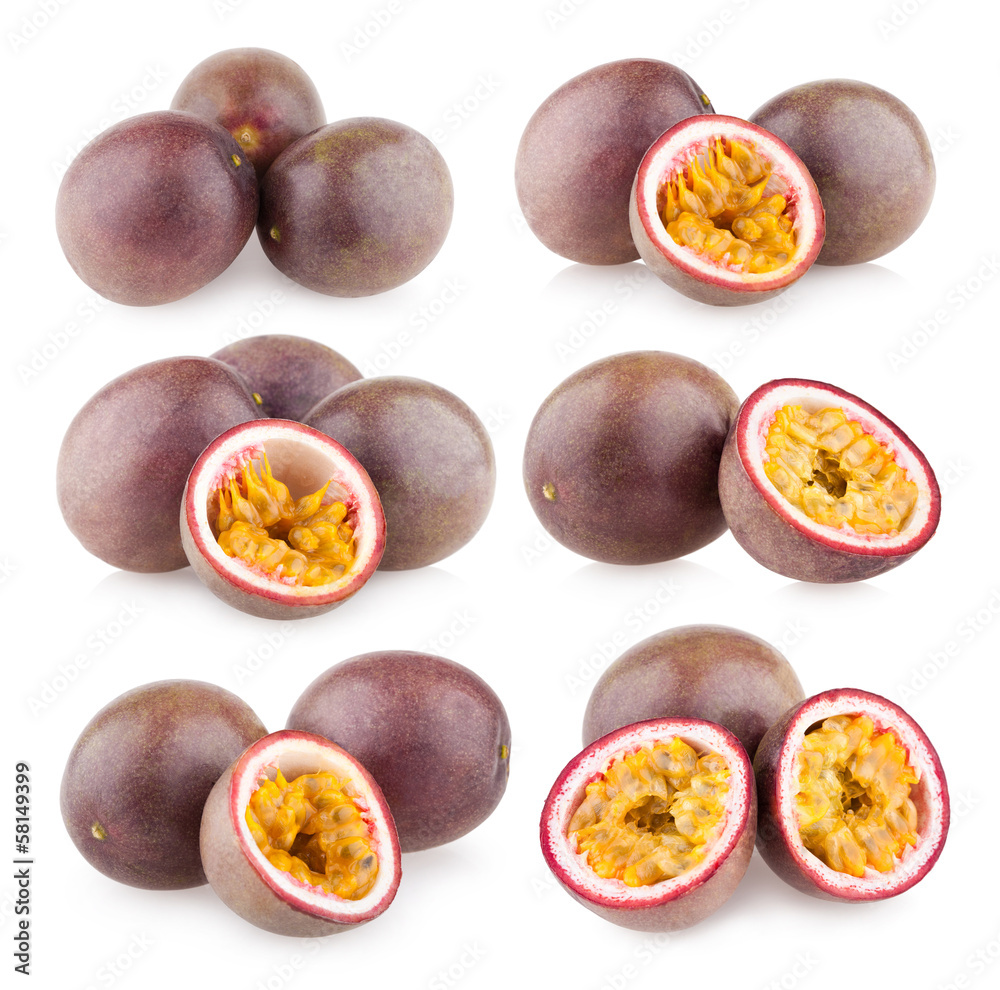 Fototapeta premium collection of 6 passion fruit images