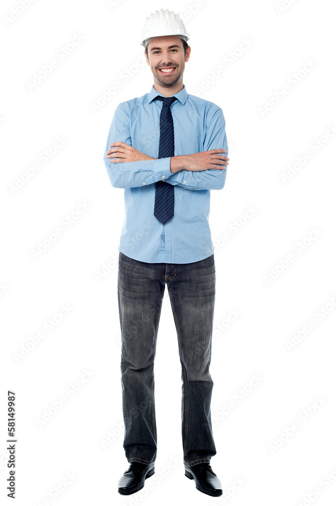 Construction engineer posing casually Construction engineer posing casually