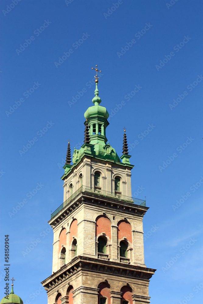 Catholic belfry in the old Lvov