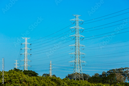electric post with blue sky, chiangmai Thailand