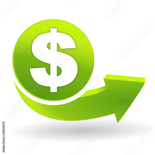 dollars sur symbole vert
