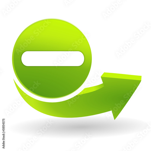 signe négatif sur symbole vert