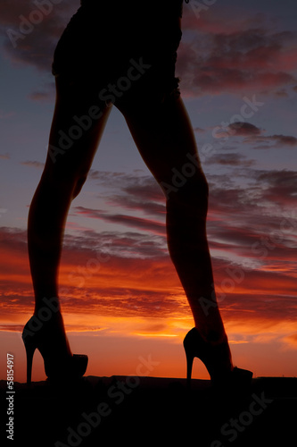 Silhouette woman legs face side