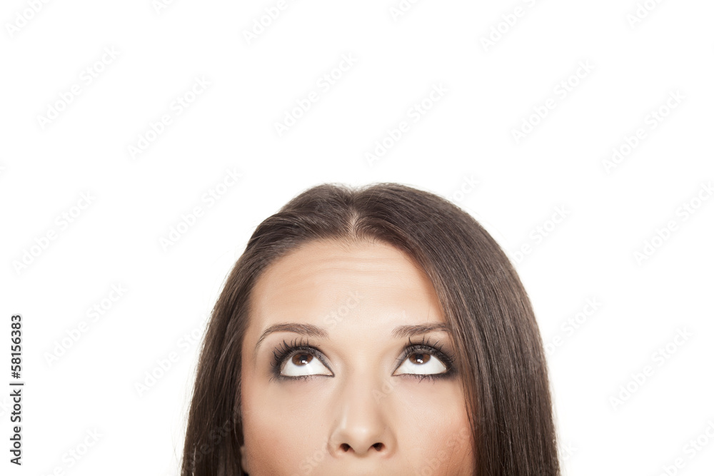 the upper part of the face of girl looking up the upper part of the face of girl looking up