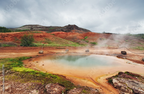 Geothermal hot water at the geysir district in Iceland