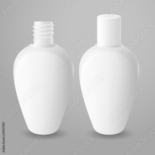 White plastic opened and closed bottles