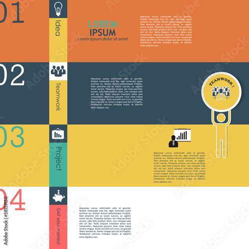 Four steps for infographics options. Four numbered banners 